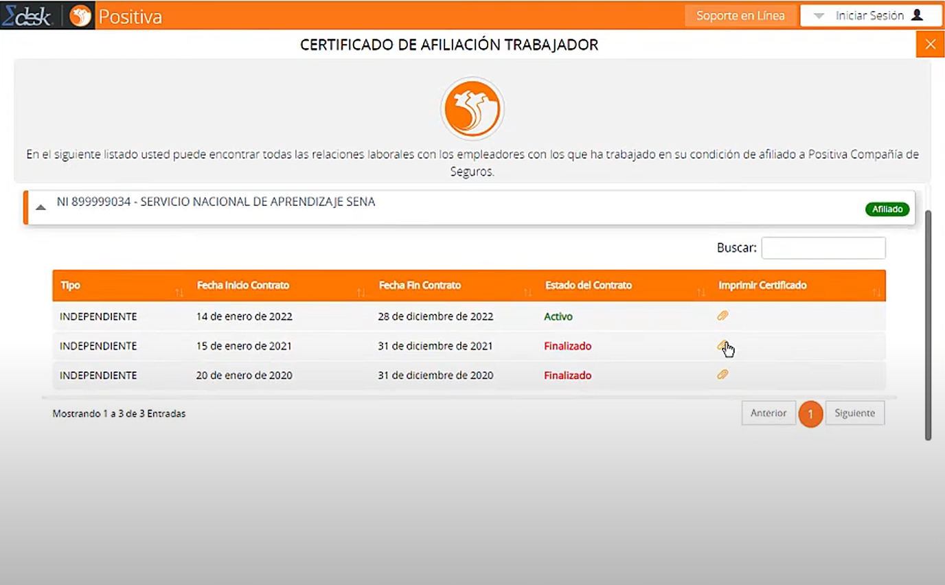 Ícono para visualizar certificado