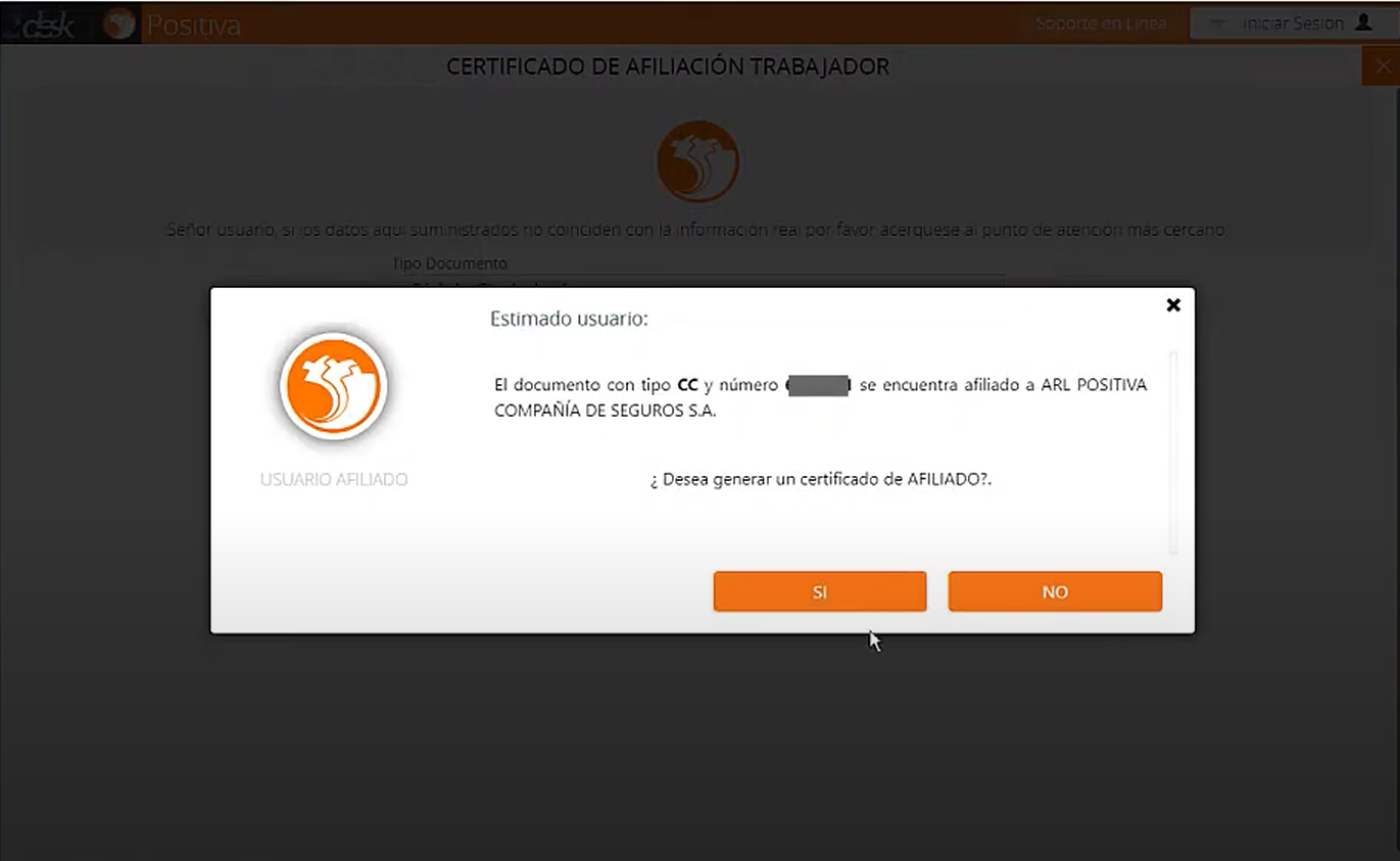 Confirmación de solicitud