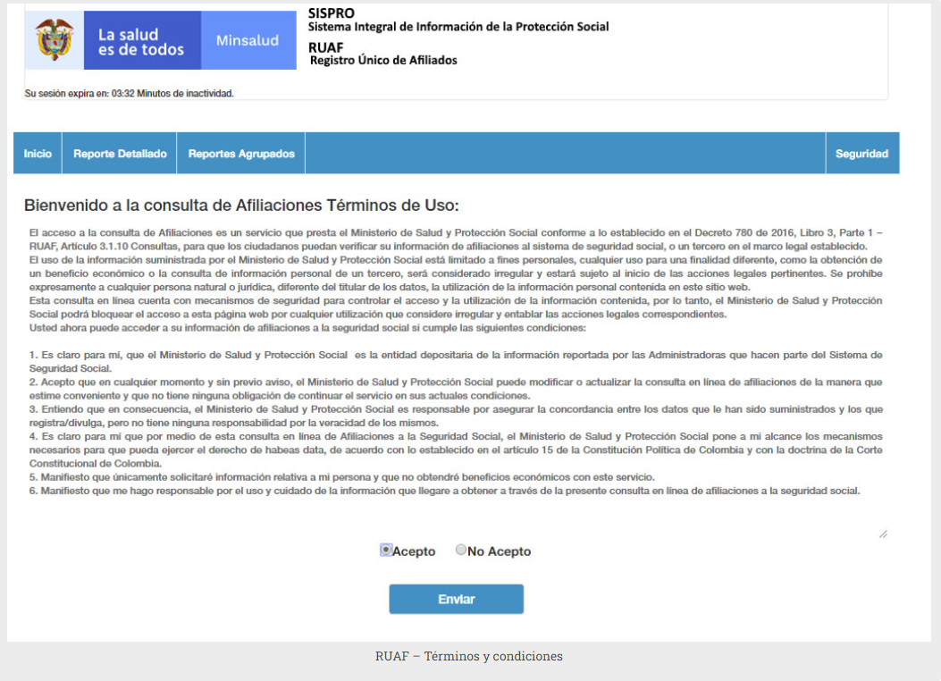 Aceptación de condiciones