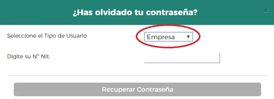 Recuperación de contraseña